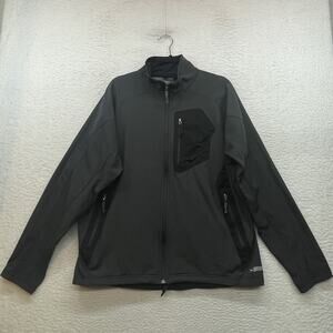 REI Softshell Jacket Mens XL Black Gray Full Zip Pocket Outdoor Hiking Utility